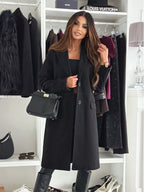 Damen Klassischer Oversized-Mantel mit elegantem Reverskragen und praktischen Taschen EB