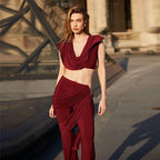 Damen Elegantes Jumpsuit-Set mit Drapierung und schmalem Bein EB