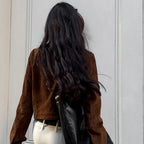 Damen Kunstlederjacke mit modernem Stehkragen und leichtem Schnitt EB