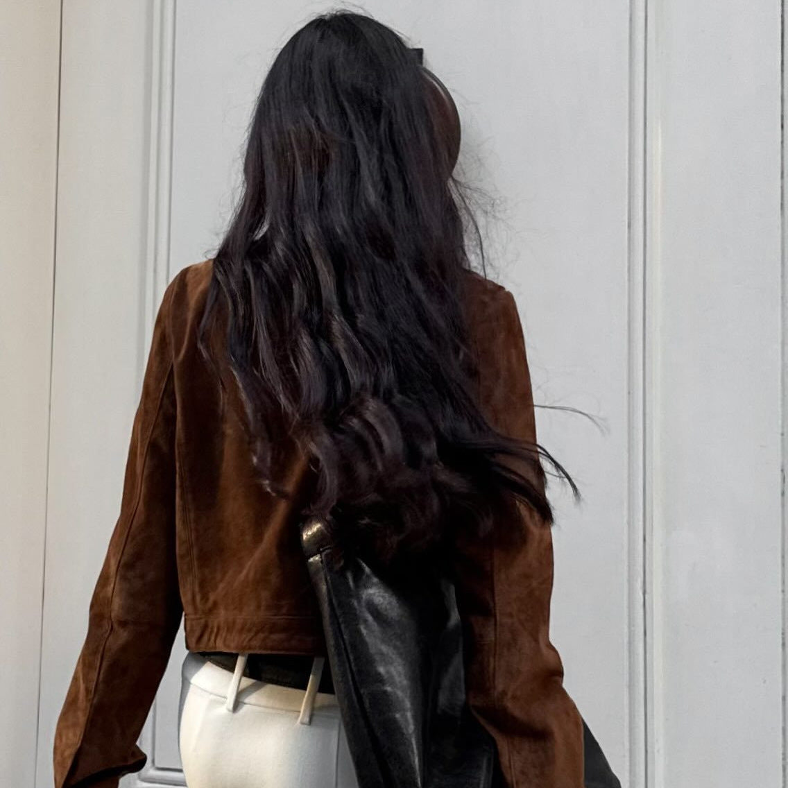 Damen Kunstlederjacke mit modernem Stehkragen und leichtem Schnitt EB