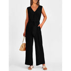 Damen Eleganter Jumpsuit mit taillierter Silhouette und V-Ausschnitt EB