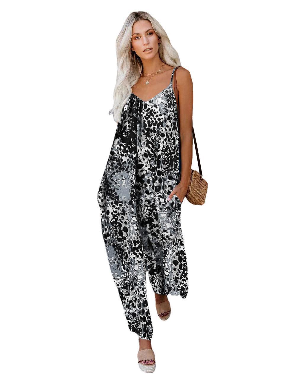 Damen Jumpsuit mit lässigem Schnitt und modischem Leopardenmuster EB