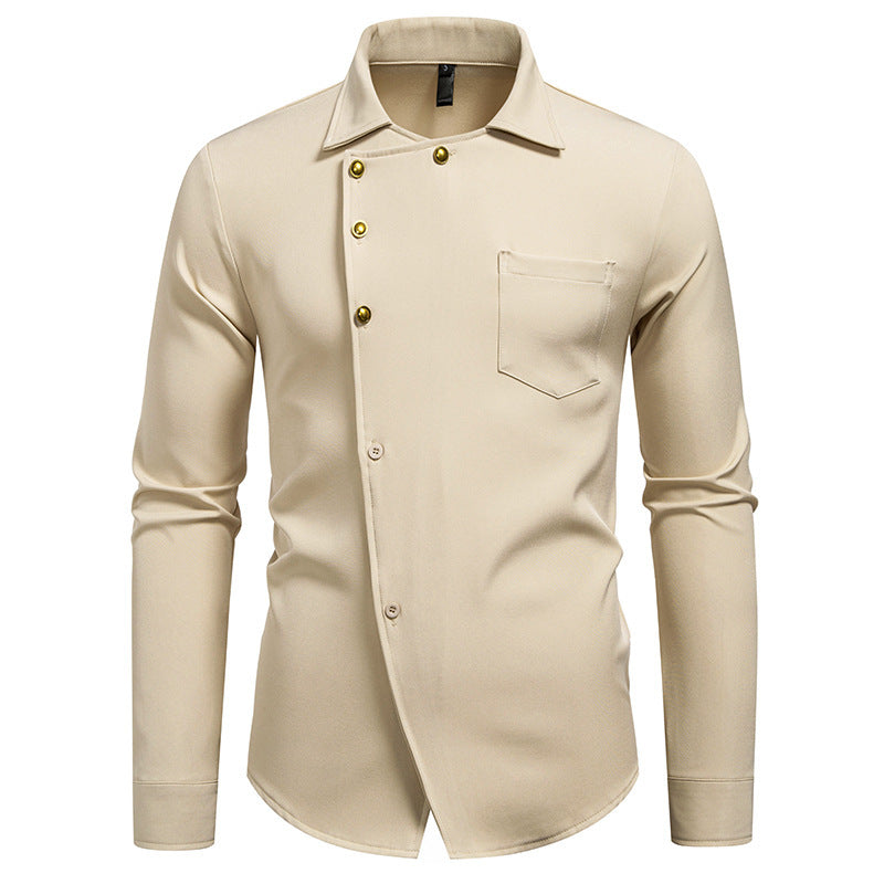 Herren elegantes Hemd mit asymmetrischem Knopfdesign EB