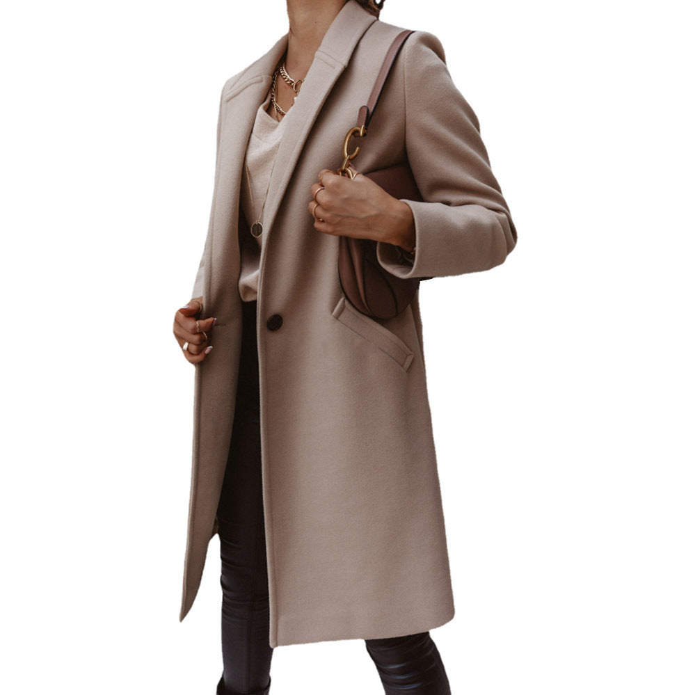 Damen eleganter Wollmantel mit schmaler Silhouette EB