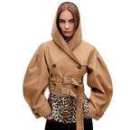 Damen Innovative Utility-Jacke mit weit geschnittenen Ärmeln und Gürtel EB