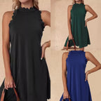 Damen Elegantes ärmelloses Freizeitkleid mit skulpturalem Ausschnitt EB
