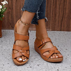 Damen Bequeme Keil-Sandalen mit verstellbaren Riemen EB