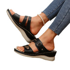 Damen bequeme Sandalen mit anatomischem Fußbett und verstellbarem Riemendesign EB