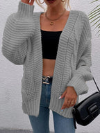 Damen Grobe Strickjacke mit offenem Schnitt und praktischen Taschen EB