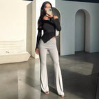Damen Off-Shoulder Shirt mit eleganten Trompetenärmeln EB