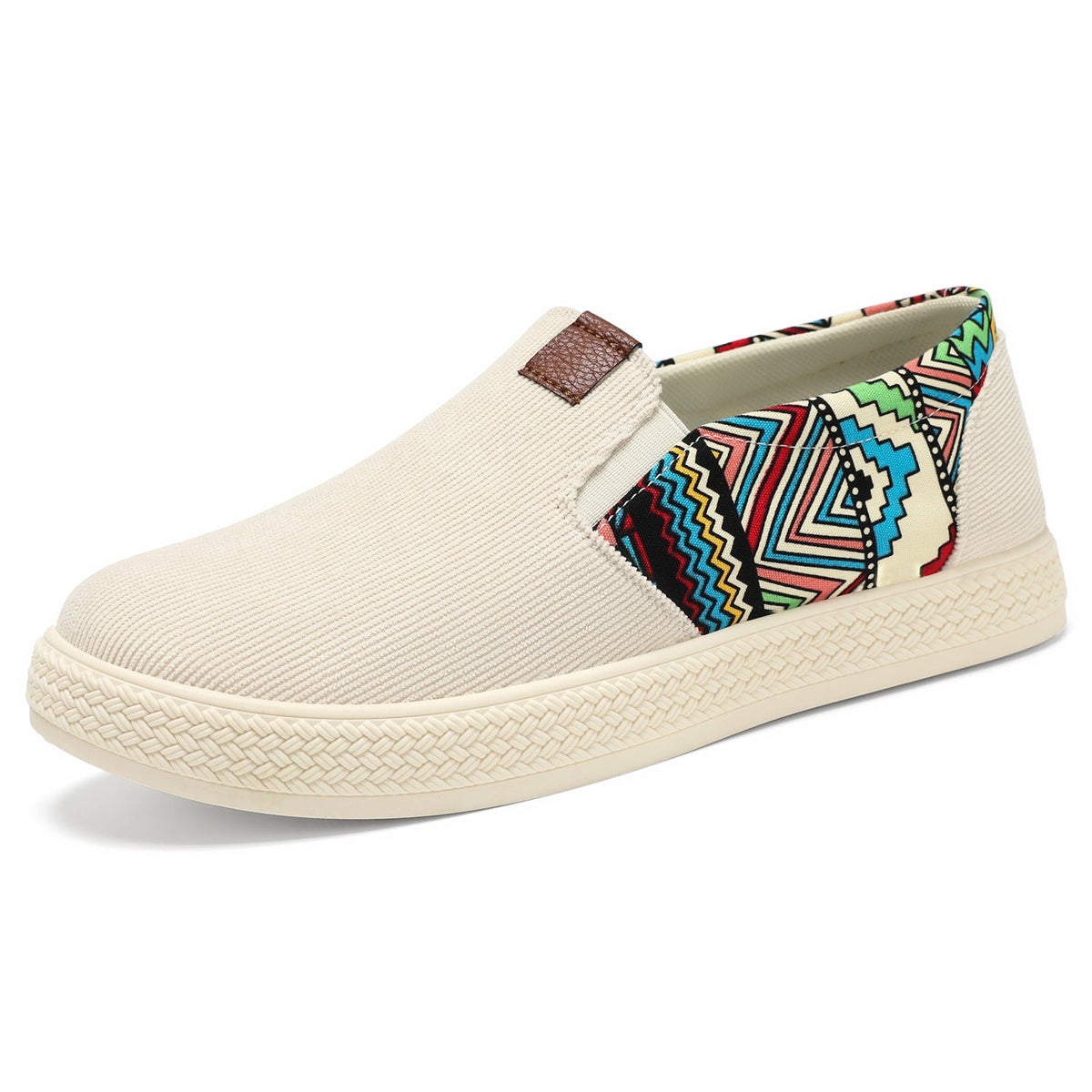 Damen Bequeme Slip-On Freizeitschuhe mit buntem Ethno-Muster EB
