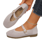 Damen bequeme Ballerinas mit modischem Lochdesign und dekorativem Riemchen EB