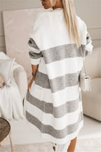 Damen lässiger Strickmantel mit großen Streifen EB