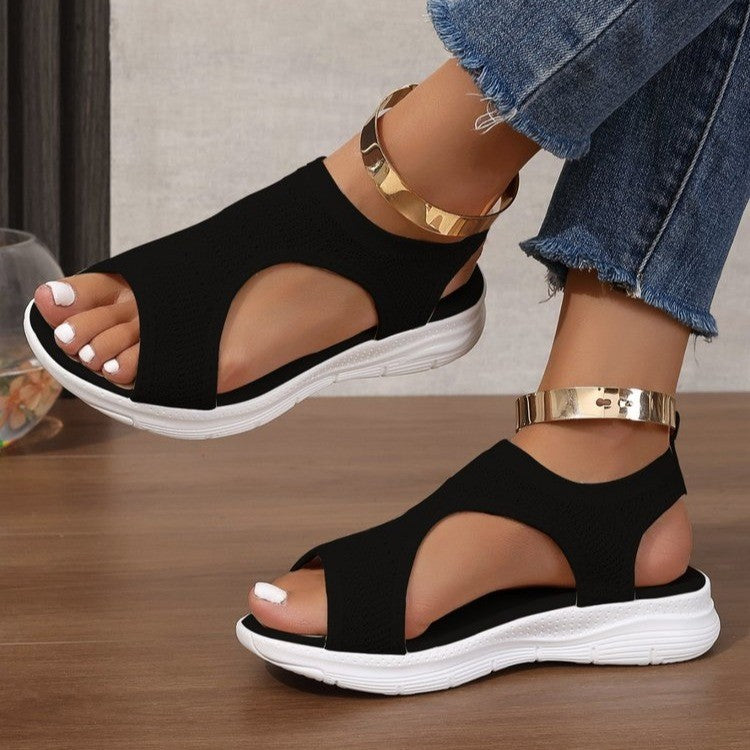 Damen Atmungsaktive Sandalen mit flexiblem Fußbett und modischen Cut-Outs EB