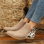 Damen elegante Ankle Boots mit modischem Leopardenmuster EB