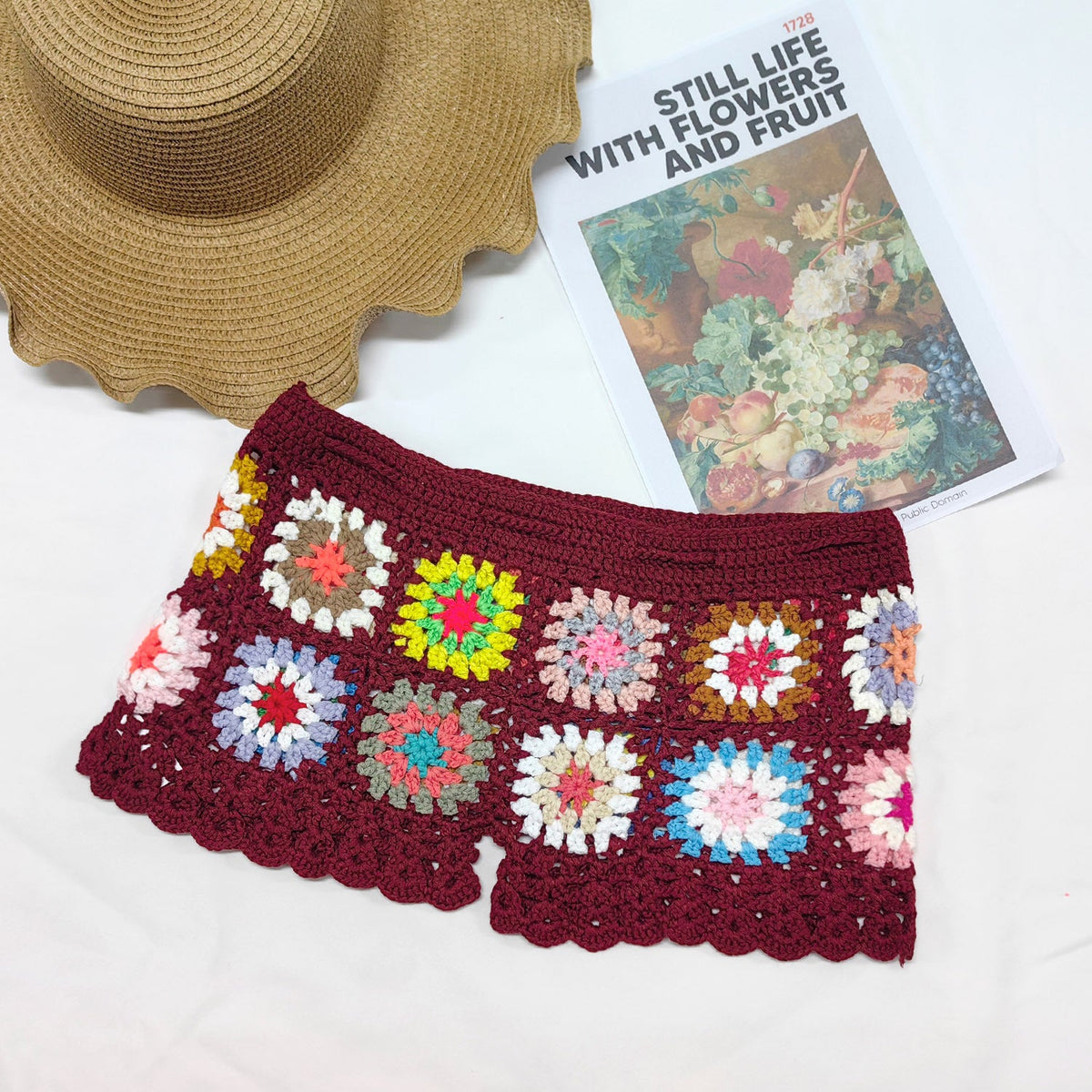Häkelshorts mit Granny-Square-Muster für Damen
