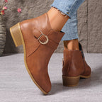 Damen Elegante Ankle Boots mit modischem Reißverschluss und dekorativer Schnalle EB