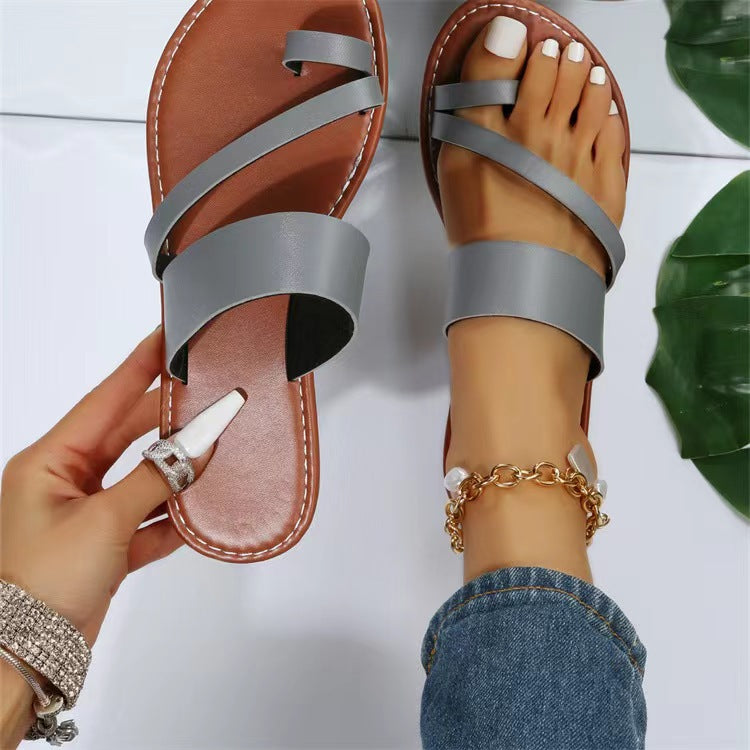 Damen Bequeme Freizeit-Sandalen mit modischem Riemendesign EB