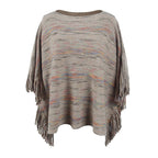 Damen kuscheliger Poncho mit fransigen Details EB