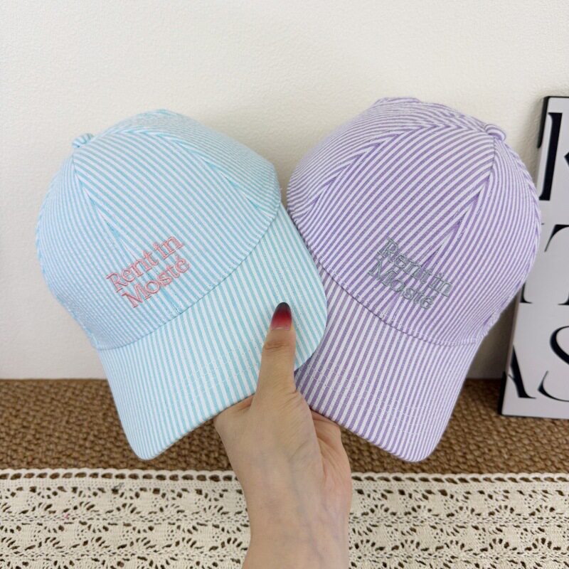 Gestreifte bestickte Damen-Baseballcap