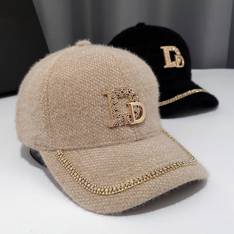 Luxuriöse Baseball-Cap aus Wolle mit Verzierungen