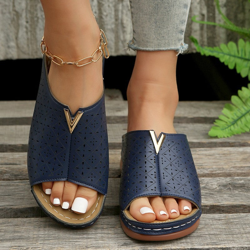 Damen Komfortable Clogs mit floralem Cut-Out-Design und rutschfester Sohle EB