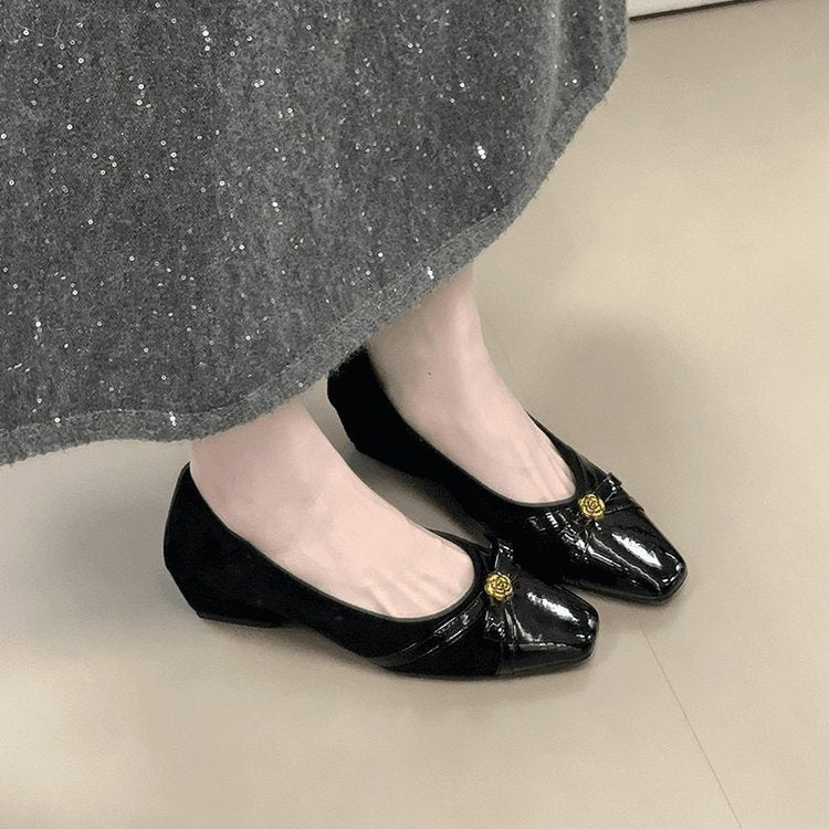 Damen elegante Ballerinas mit dekorativer Schleife und komfortablem Fußbett EB
