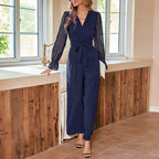 Eleganter Damen-Jumpsuit mit Off-Shoulder-Design und transparenten Ärmeln