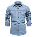 Herren Denim Hemd mit zwei Brusttaschen und modischem Schnitt EB