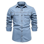 Herren Denim Hemd mit zwei Brusttaschen und modischem Schnitt EB