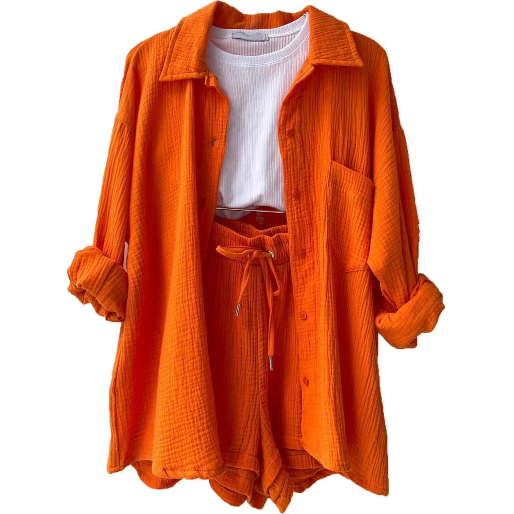 Lässiges Oversized-Shirt und Shorts-Set für Damen