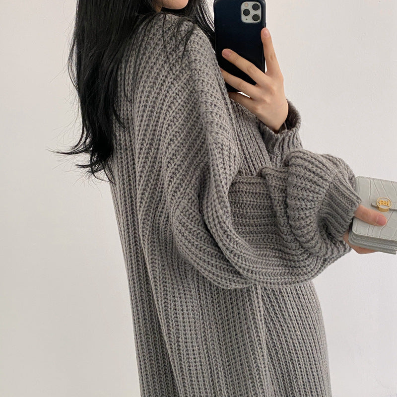 Damen Grober Strickcardigan mit offenem Schnitt und bequemen Ärmelabschlüssen EB