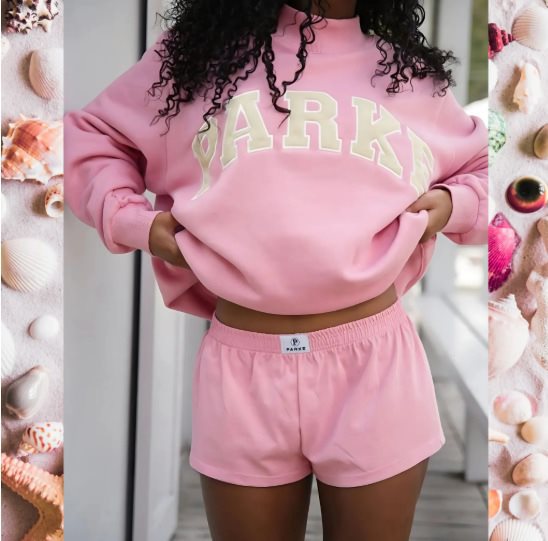 Damen-Freizeitset mit Oversized-Sweatshirt und Shorts