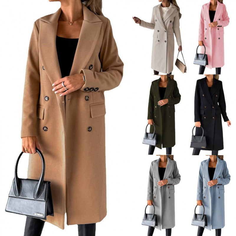 Damen Eleganter Doppelreihiger Mantel mit hochmodernem Schnitt EB