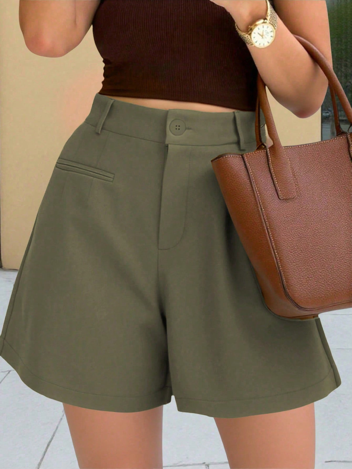Elegante High-Waist Culotte-Shorts mit Falten