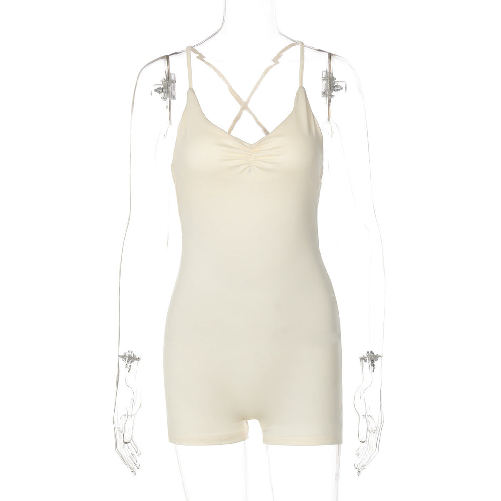 Damen Bodycon Einteiler mit gekreuztem Träger EB