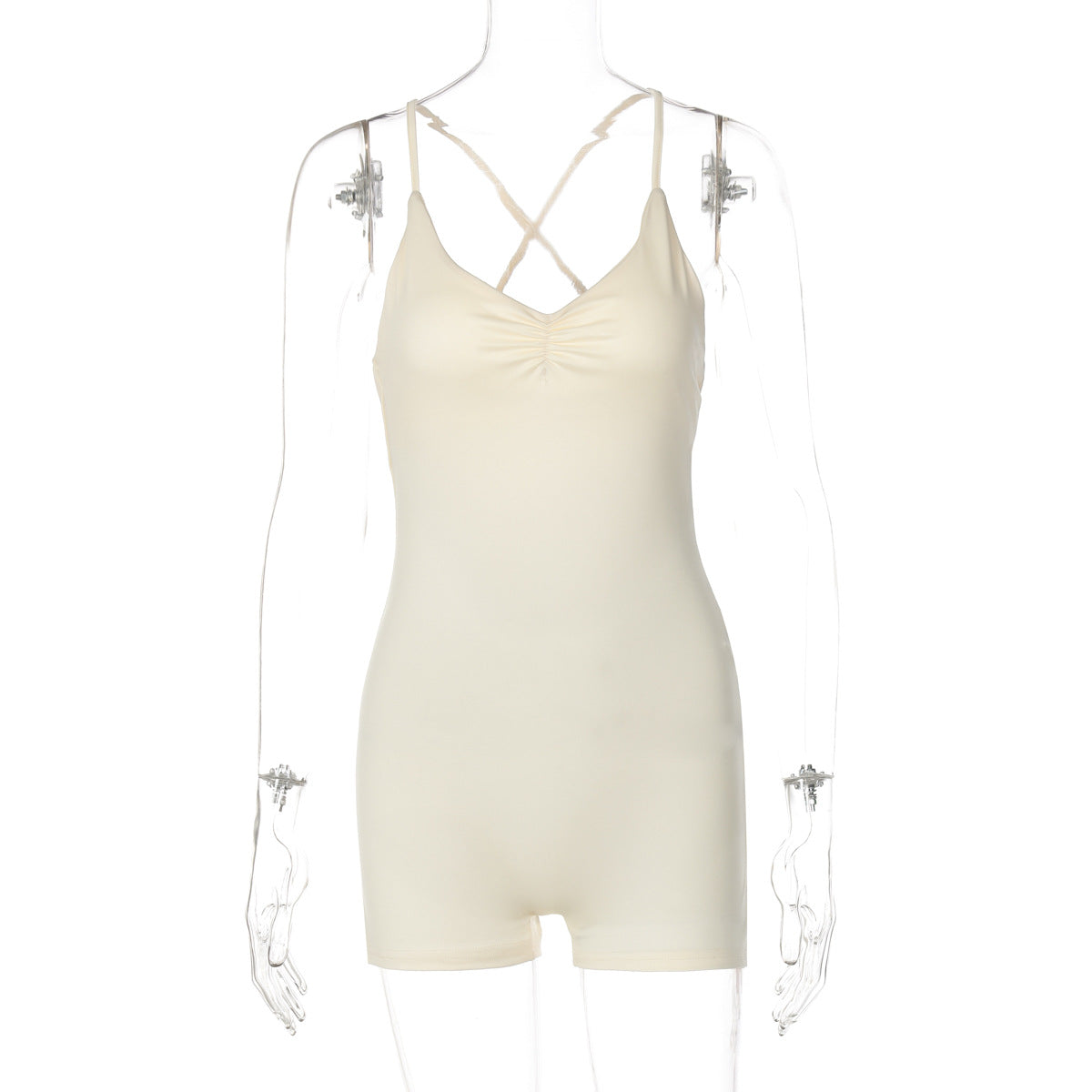 Damen Bodycon Einteiler mit gekreuztem Träger EB
