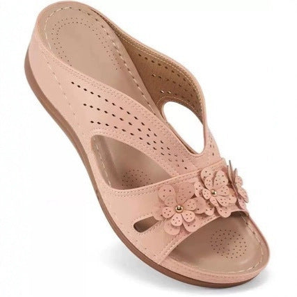 Damen Bequeme Fußbett-Sandalen mit modischem Blumen-Design EB