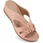 Damen Komfortable Pantoletten mit floralem Dekor EB