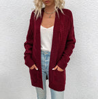 Damen Grober Strickcardigan mit offenem Schnitt und praktischen Taschen EB