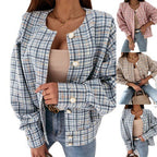 Damen Karierte Bouclé-Jacke EB