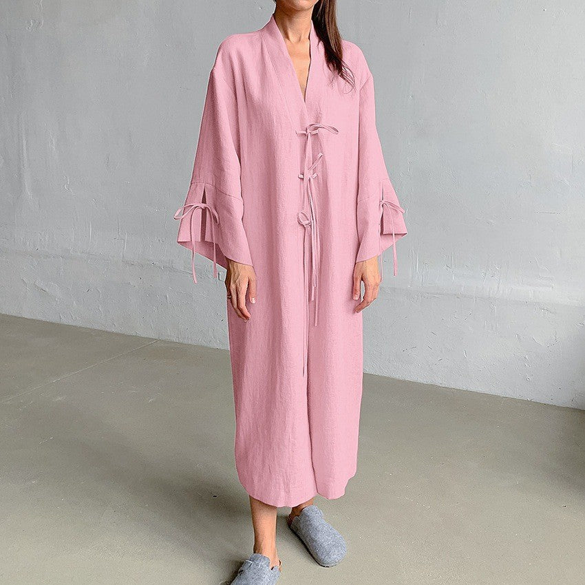 Damen Langärmliger Kimono-Robe mit seitlichem Bindeband EB
