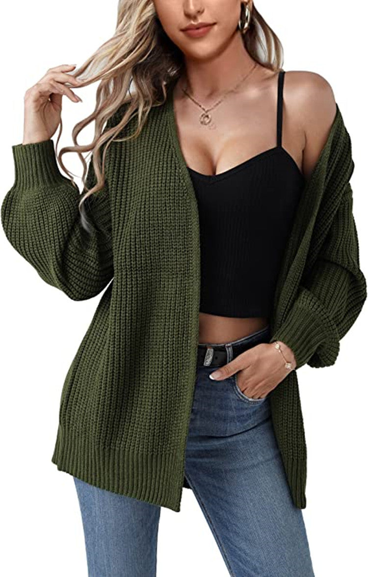 Damen Grober Strickcardigan mit offenen Fronten und lässigem Schnitt EB