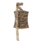 Damen elegant gestreifter Maxirock mit hohem Bund im Leoprint EB