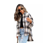 Damen Kariertes Oversized-Hemd im lässigen Stil EB