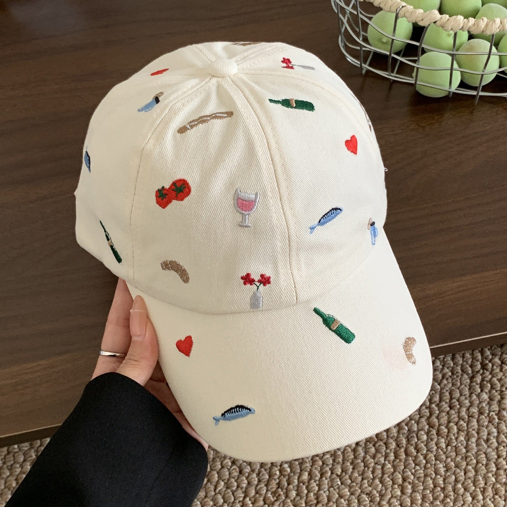 Baseballkappe mit Blumenstickerei