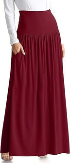 Damen Maxi-Rock mit elastischem Bund und Taschen EB