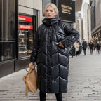 Damen lange isolierte Pufferjacke mit voluminösem Schnitt und praktischen Eingrifftaschen EB