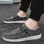 Unisex nan melierter Strick-Mokassin-Slipper mit elastischem Kordelzug und gedämpfter EVA-Laufsohle EB