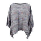 Damen kuscheliger Poncho mit fransigen Details EB